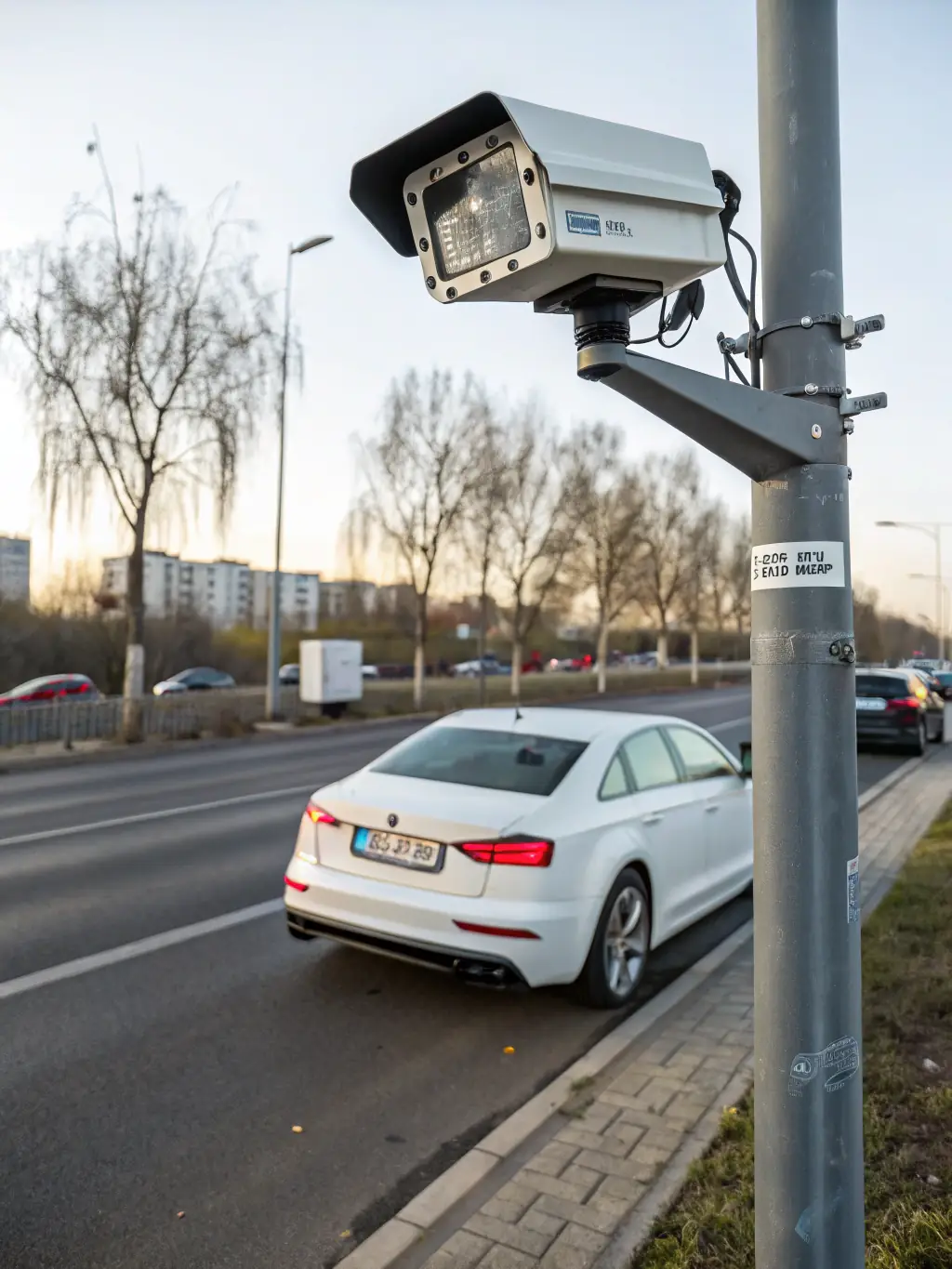 An image of a high-quality dashcam recording clear video footage of a road, capturing license plates and surrounding details in various lighting conditions.