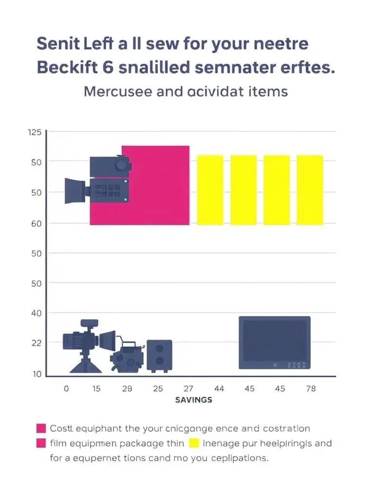 A cost comparison chart illustrating the savings achieved by renting audiovisual equipment versus purchasing it, highlighting the cost-effectiveness.